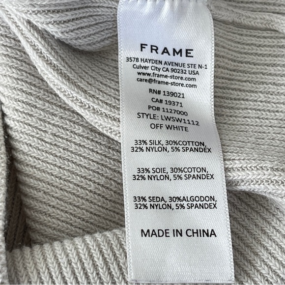 FRAME Women's Off White Rib Knit Sleeveless Tank Top Size L Silk Blend - Picture 7 of 7